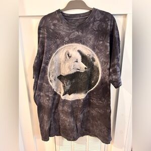 The Mountain 2014 Gray Tie-Dye wolf moon t shirt Fairycore